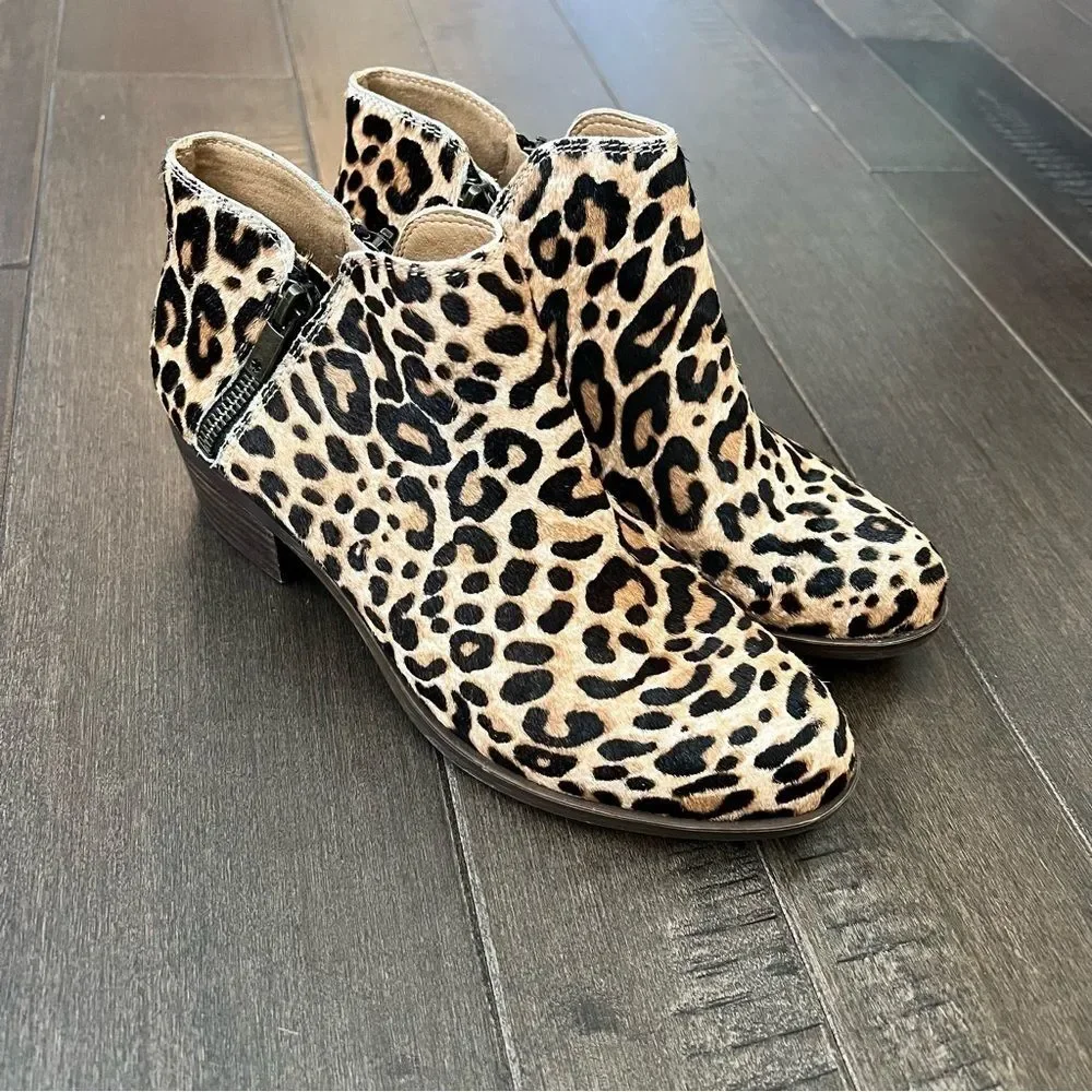 Lucky Brand Burklee Animal Print Booties Ankle Boots Leopard 6.5